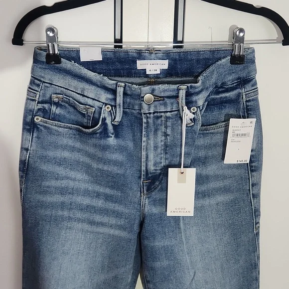 Good American Good Legs Straight Jeans in blue size 6 new with tag - Picture 8 of 17